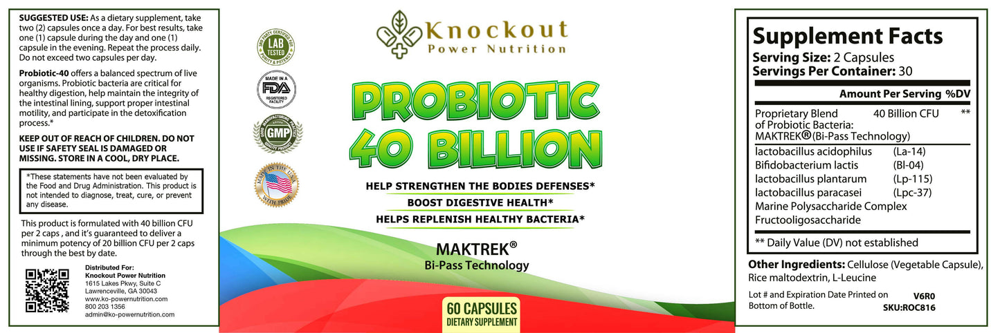 Probiotic-40 Billion - Supports Digestive Health.
