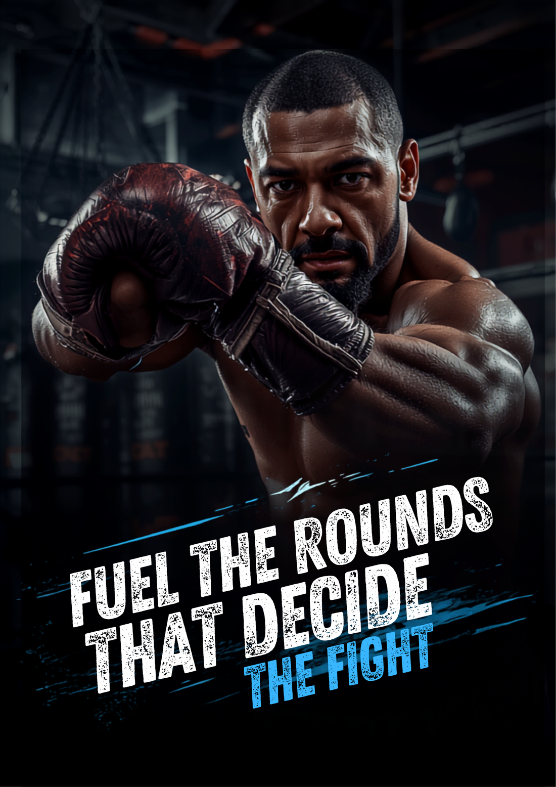 Boxer in gritty gym throwing a punch, Knockout Power Nutrition pre-workout header graphic