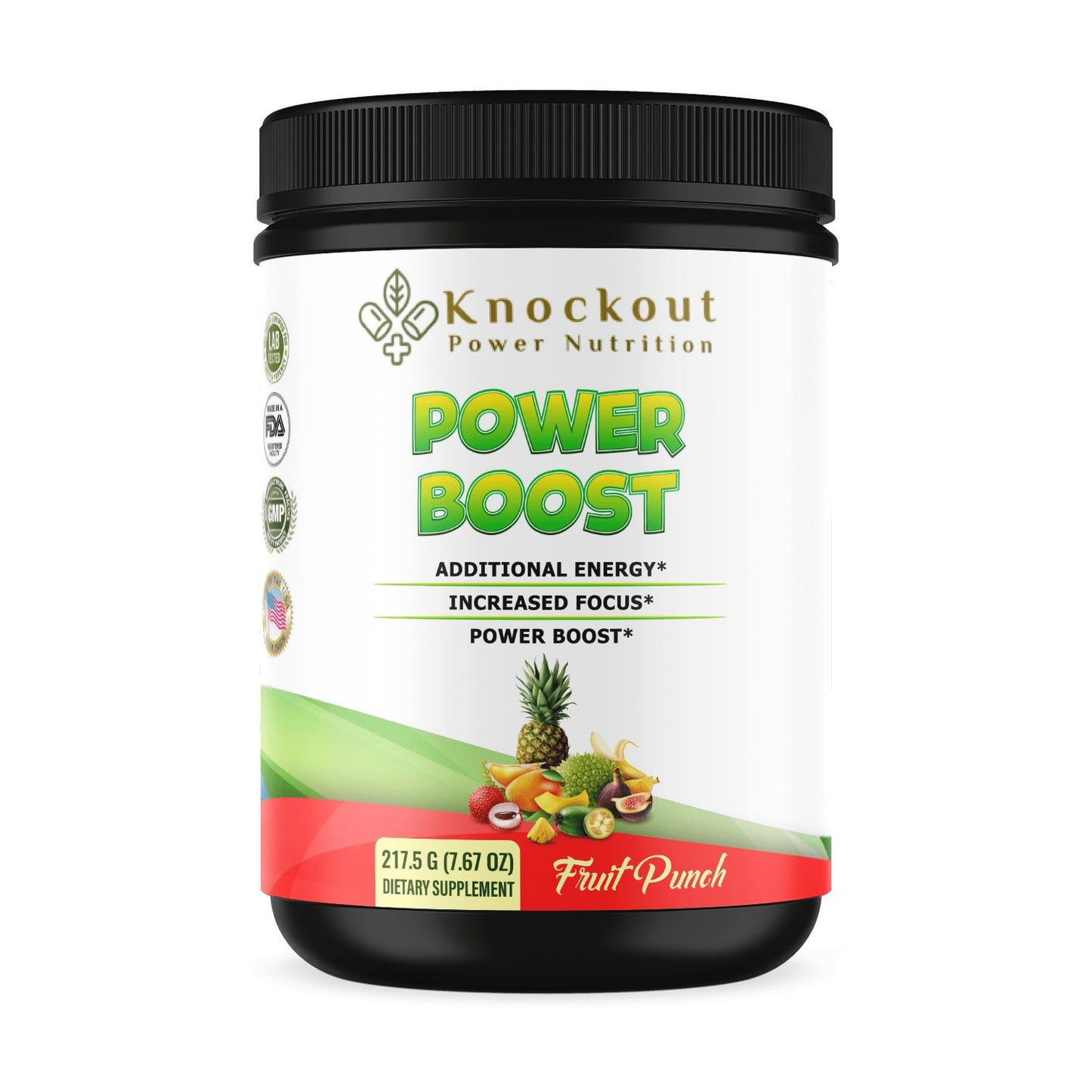 Power Boost Pre-Workout supplement bottle with vibrant label to enhance energy and exercise performance