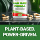 Supplement bottle labeled 'Knockout! Calm Sleep Formula' with capsules on a dark surface and green leaves in the background.