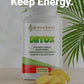 Knockout Detox supplement bottle with text on a light background