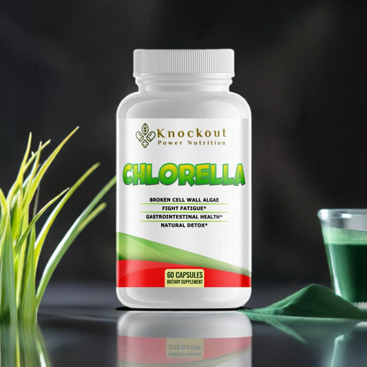 Chlorella supplement promoting natural detox benefits for enhanced health and wellness