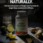 Joint support supplement bottle with ginger, turmeric, and lime on a dark surface.