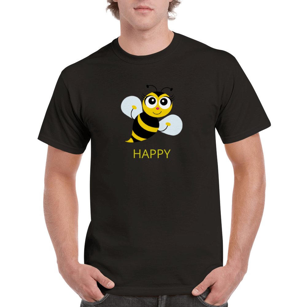 Heavyweight Unisex Crewneck Happy T-shirt